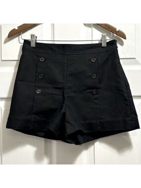 Aritzia Wilfred Aubine Black Buttoned High Waisted Nautical Side Zip Shorts Sz 6